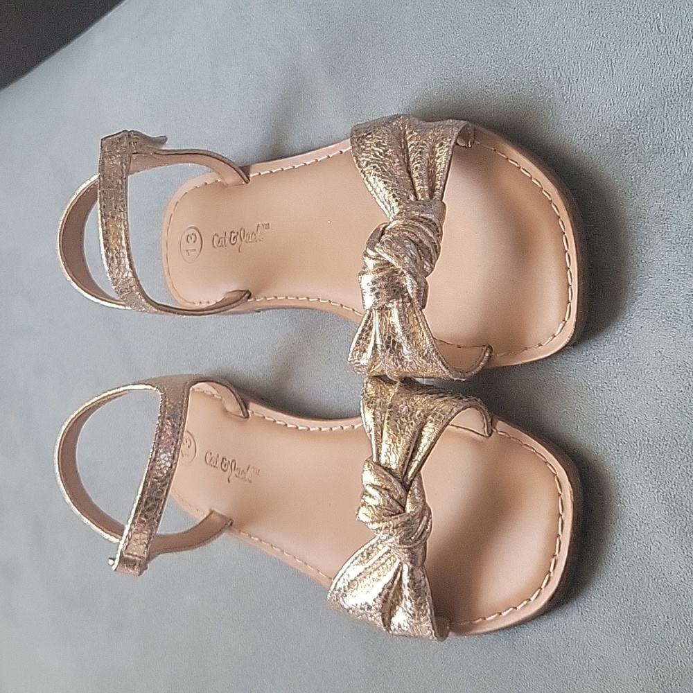 EUC Cat & Jack Lydia Ankle Strap Gold Sandals